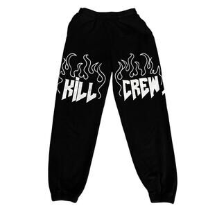 Kill Crew Unisex Size XS Heavyweight Sweatpants Joggers Flame Pockets Black